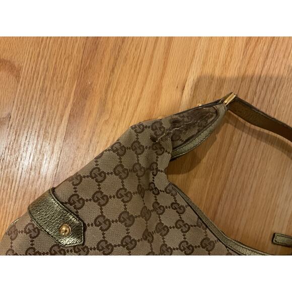 GUCCI Vintage Monogram GG Horsebit Chain Metallic Hobo Bag - Picture 6 of 11